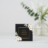 ダークモダンビジネスカード水彩フローラデザイン スクエア名刺 (スタンド正面)