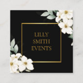 ダークモダンビジネスカード水彩フローラデザイン スクエア名刺 (正面)