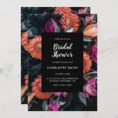 ダークモダンフローラブライダルシャワー 招待状 (正面/裏面)