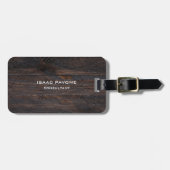 ダークモダンブラウンウッドデザインプロフェッショナル ラゲッジタグ (正面横)