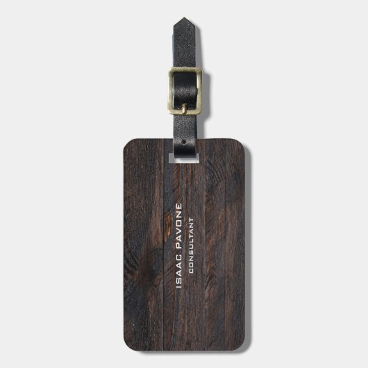 ダークモダンブラウンウッドデザインプロフェッショナル ラゲッジタグ (正面縦)