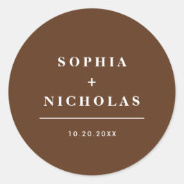 ダークモダンブラウンミニマルエレガントな結婚式 ラウンドシール
