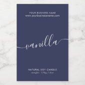 ダークモダンブルーのスクリプトキャンドルプロダクトラベル フードラベル (シングルラベル)