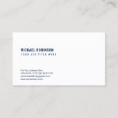 ダークモダンブルーのミニマル白 | Sans Serif 名刺 (裏面)