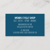 ダークモダンブルーサイクルショップ修理レンタル 名刺 (裏面)
