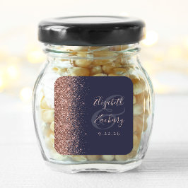 ダークモダンブルーバラ金ゴールドグリッターエッジ結婚 スクエアシール