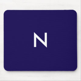 ダークモダンブルーミニマリストモノグラムイニシャル マウスパッド