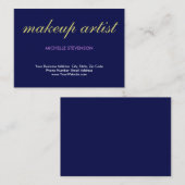 ダークモダンブルー平スタイリッシュらなメイクアップアーティスト 名刺 (正面/裏面)