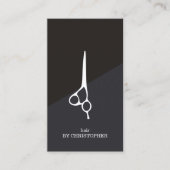 ダークモダンブルー白黒シザー美容師 名刺 (正面)