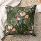 ダークモダンボエレガントホフローラダークグリーン クッション (ブランケット)