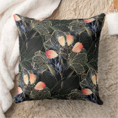 ダークモダンボエレガントホフローラブラック クッション (ブランケット)