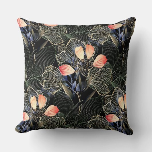 ダークモダンボエレガントホフローラブラック クッション (正面)