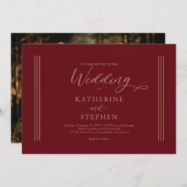 ダークモダンレッドミニマル結婚式招待状 招待状