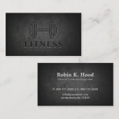 ダークモダンロックダンベルパーソナルトレーナーフィットネス 名刺 (正面/裏面)