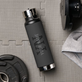 ダークモダン・グモノグラムのレイ名(または他の文字) ウォーターボトル