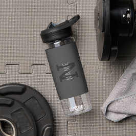 ダークモダン・グモノグラムのレイ名(または他の文字) ウォーターボトル