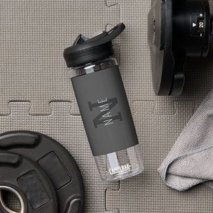 ダークモダン・グモノグラムのレイ名(または他の文字) ウォーターボトル