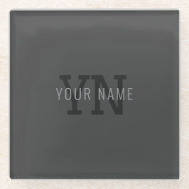 ダークモダン・グモノグラムのレイ名(または他の文字) ガラスコースター