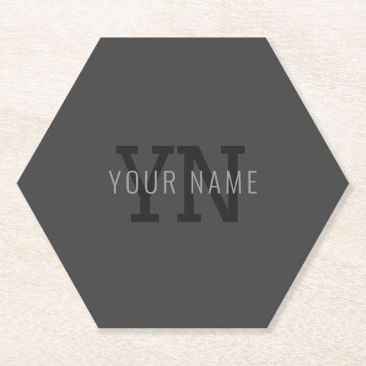 ダークモダン・グモノグラムのレイ名(または他の文字) ペーパーコースター (正面)