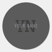 ダークモダン・グモノグラムのレイ名(または他の文字) ラウンドシール (正面)