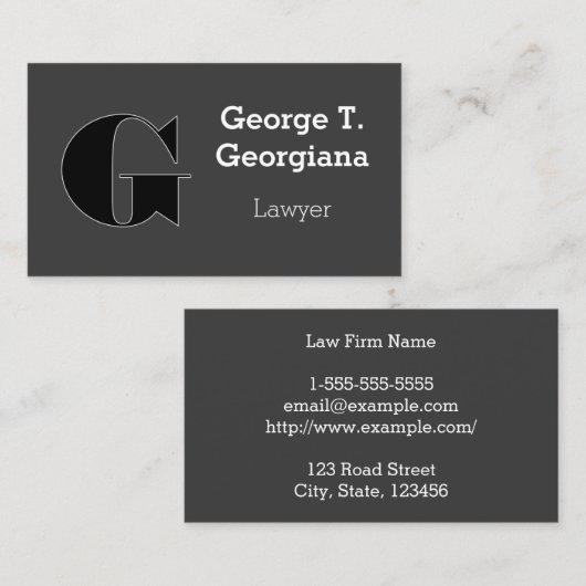 ダークモノグラムレタープロフェッショナル名刺 名刺 (正面/裏面)