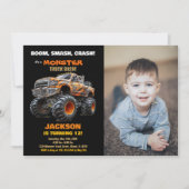 ダークモンスタートラック誕生日招待状写真 招待状 (正面)