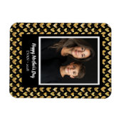 ダークモードフェイクゴールデンフォイルハート母の日 マグネット (横)