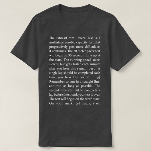 [ダークモード] The FitnessGram Pacer Test full script Tシャツ (デザイン正面)