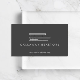 ダークユニークグレイモダンエステートのホーム実在ロゴ 名刺