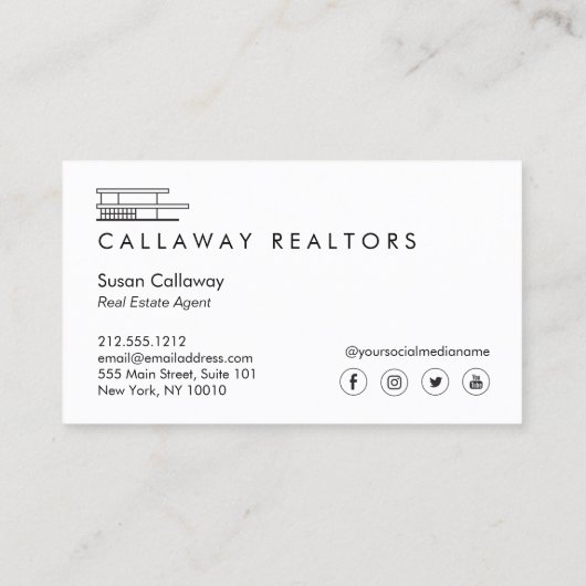 ダークユニークグレイモダンエステートのホーム実在ロゴ 名刺 (裏面)