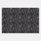 ダークユニークスノーフレークフラクタル&ニューロンデザイン ラッピングペーパーシート (正面)