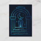 ダークユニークブルーコズミッククリスタルムーンジェムロゴ 名刺 (正面)