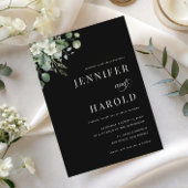 ダークユーカリのミニマル結婚リスト 招待状