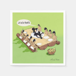 ダークユーモアおもしろい先住民アメリカ感謝祭 スタンダードカクテルナプキン