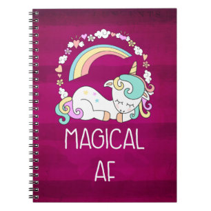 ダークユーモアのあるレッドパターンのユニコーンマジカルAF ノートブック