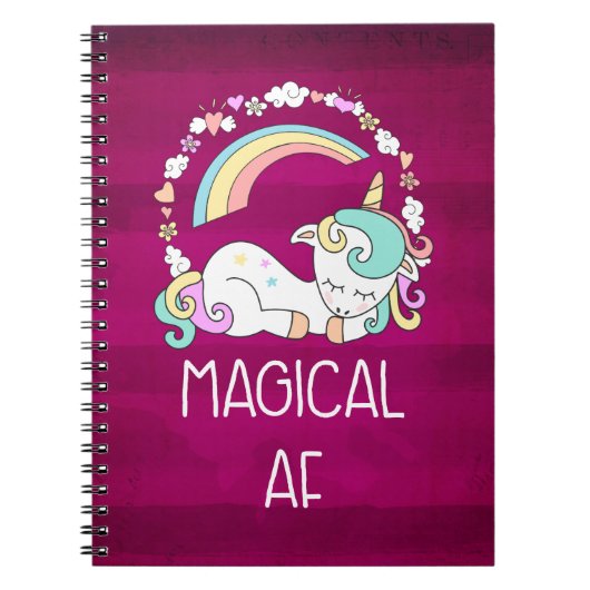 ダークユーモアのあるレッドパターンのユニコーンマジカルAF ノートブック (正面)