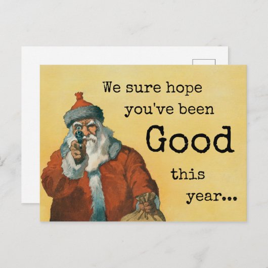 ダークユーモアクリスマスカードサンタ シーズンポストカード (正面/裏面)