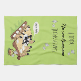 ダークユーモア先住民アメリカ感謝祭アニメ キッチンタオル