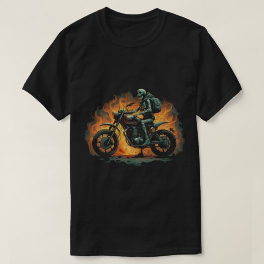 ダークライダー/スケルトンオートバイライダー Tシャツ (デザイン正面)