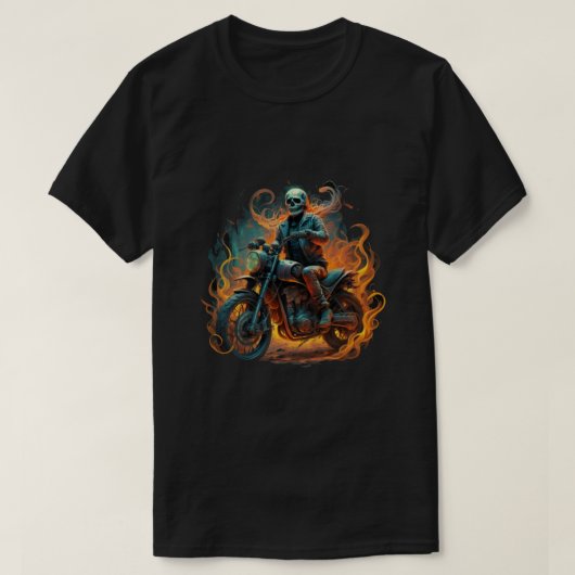 ダークライダー/スケルトンオートバイライダー Tシャツ (デザイン正面)
