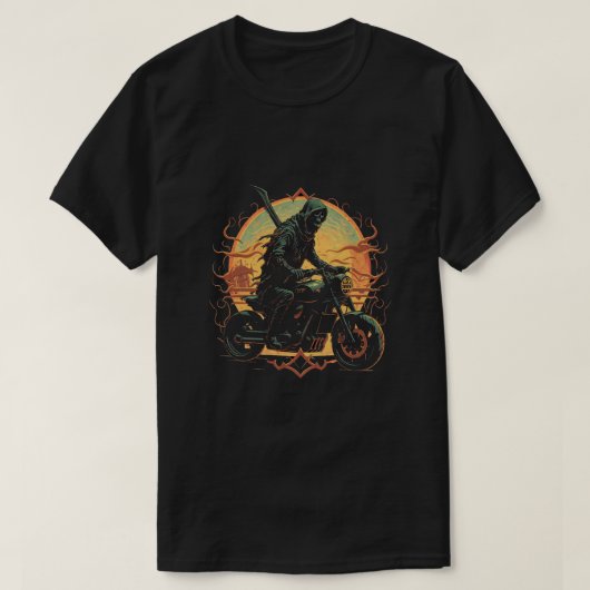 ダークライダー/スケルトンオートバイライダー Tシャツ (デザイン正面)
