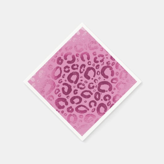 ダークライトピンクグラムヒョウ印刷パーティー スタンダードカクテルナプキン (角)