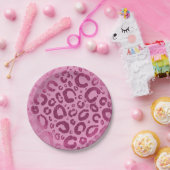 ダークライトピンクグラムヒョウ印刷パーティー ペーパープレート (パーティー)