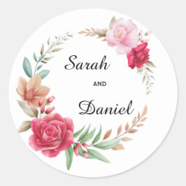 ダークライトピンクバラ赤面封筒用シール ラウンドシール