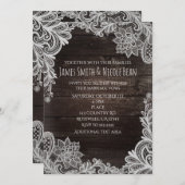 ダークラスティックウッド&エレガントレースのウェディング招待状 招待状 (正面/裏面)