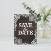 ダークラスティックウッド＆エレガントレース セーブ・ザ・デート 案内ポストカード