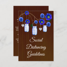 ダークラスティックブルー花柄メイソンジャー安全対策 エンクロージャーカード