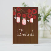 ダークラスティックレッド フローラル メイソンジャー ウェディング 詳細 エンクロージャーカード (スタンド正面)