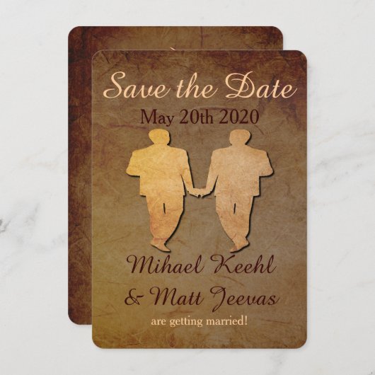 ダークラスティック セーブ・ザ・デート カード ゲイ ウェディング (正面/裏面)