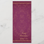 ダークラズベリーと金ゴールドエレガントな結婚式のメニュー メニュー (裏面)